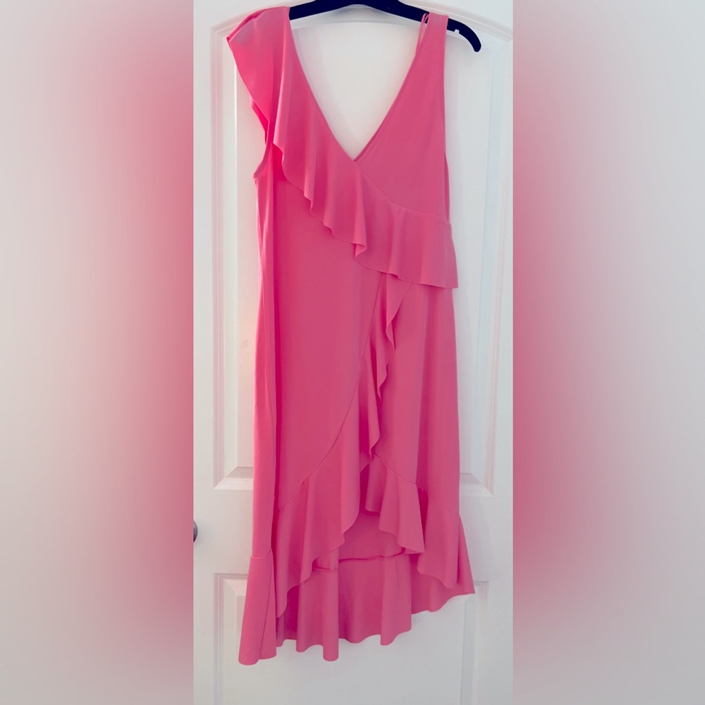 Zara pink sleeveless high low ruffle dress. Size medium. Like new worn once.